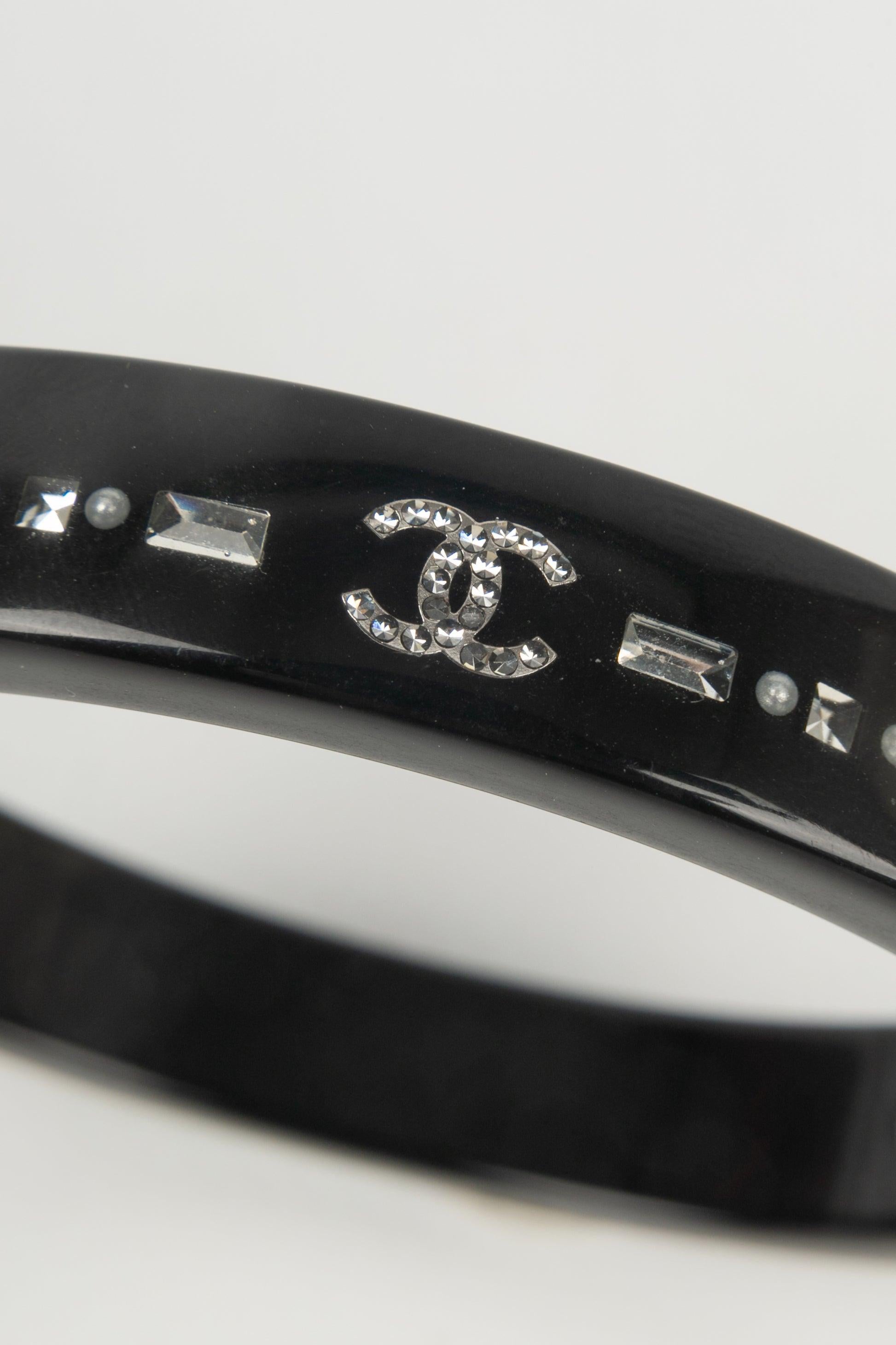 Chanel Black Bakelite Bracelet Embedded with Rhinestones, 2010 1