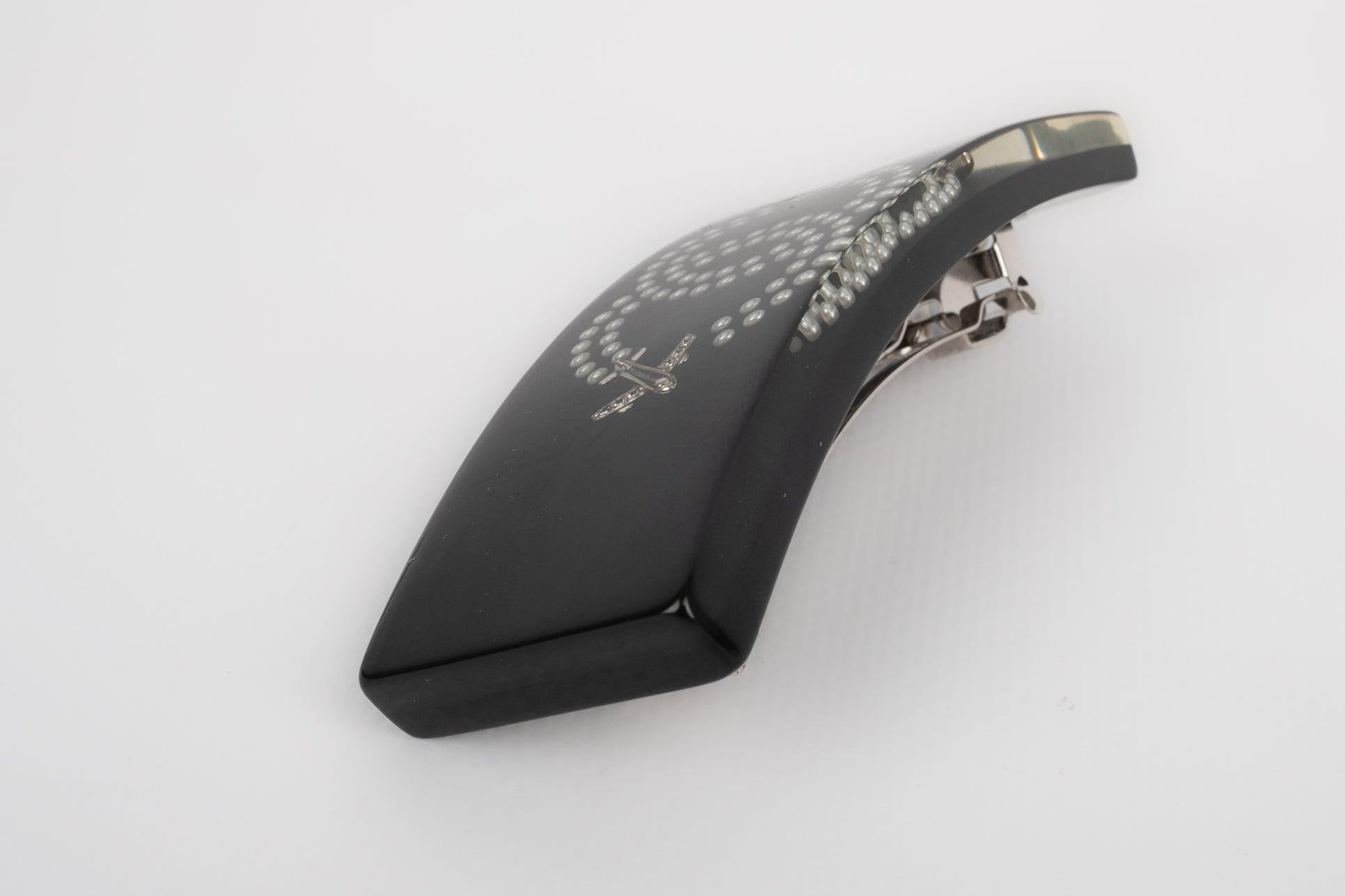 Women's Chanel  Black Bakelite Hair Clip with CC Logo, 2016