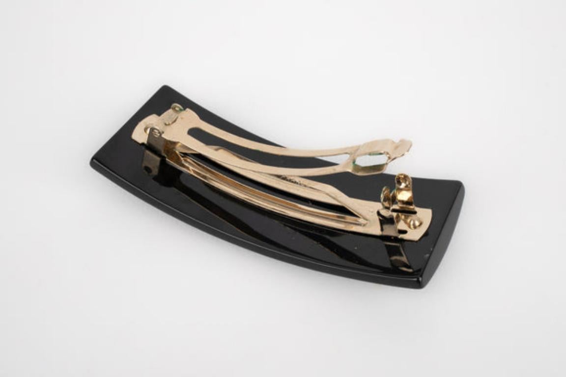 Chanel Black Bakelite Hair Clip with Rhinestones Spring, 2009 For Sale 1