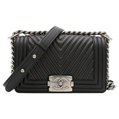 Chanel Black Beaded Chevron Le Boy Bag