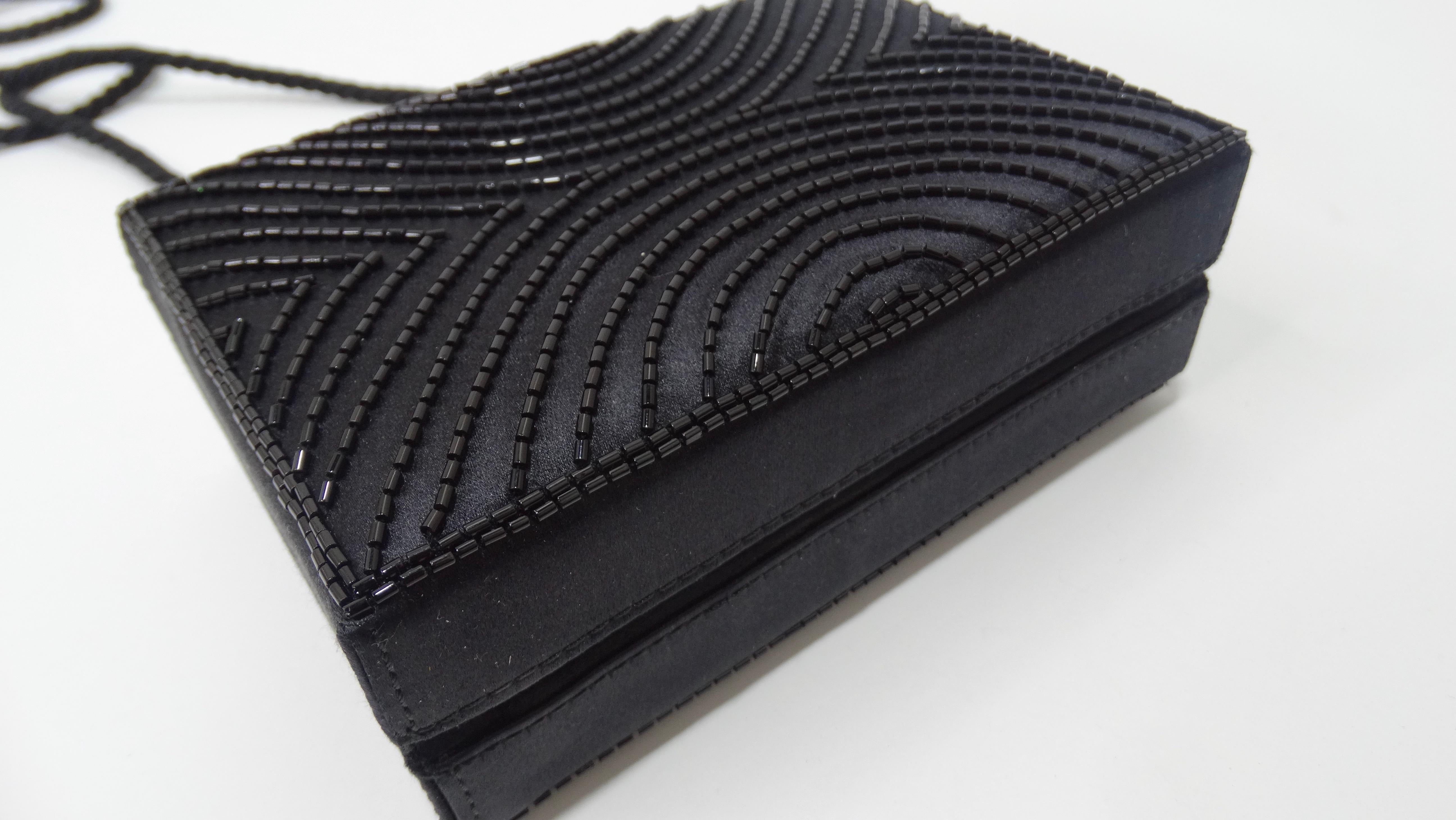 Chanel Black Beaded Evening Bag  In Good Condition For Sale In Scottsdale, AZ