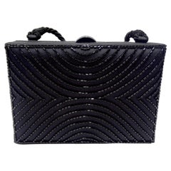 Vintage Chanel Black Beaded Evening Bag 