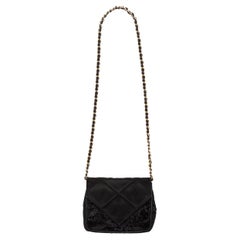 Chanel Black Beaded Satin Evening Bag