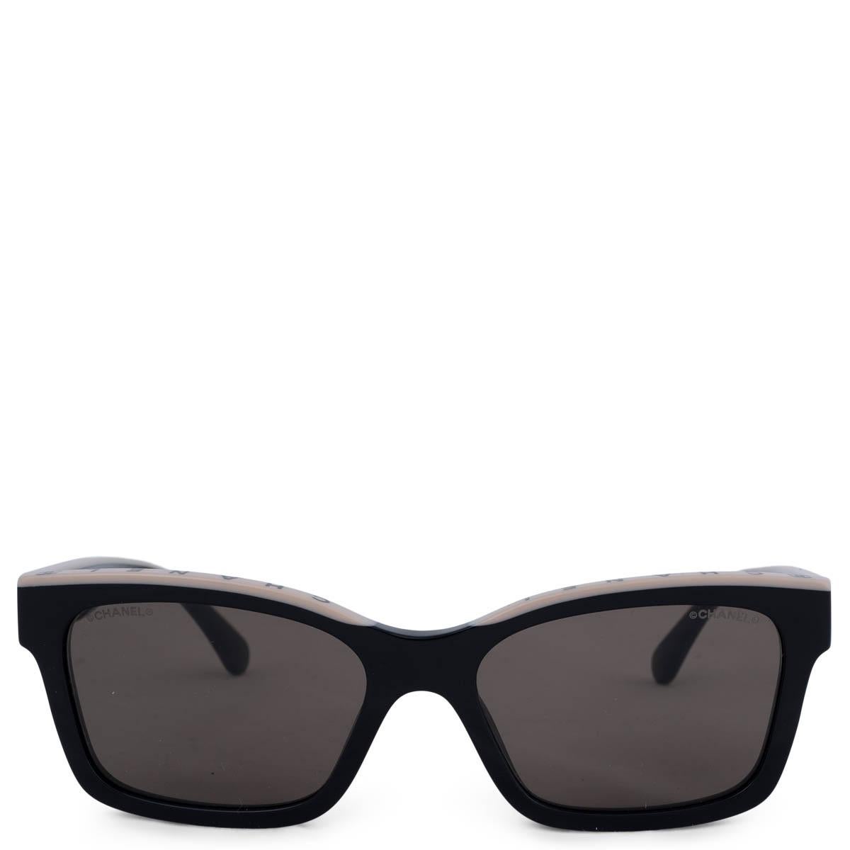 CHANEL black and beige 5417 SQUARE Sunglasses at 1stDibs
