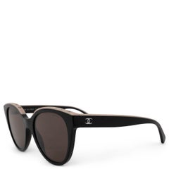 CHANEL black beige acetate BUTTERFLY Sunglasses 5414