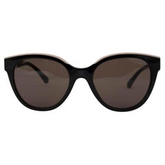 CHANEL black beige acetate BUTTERFLY Sunglasses 5414