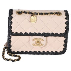 Chanel Black Beige Braided Calfskin Mini My Own Frame Flap Bag