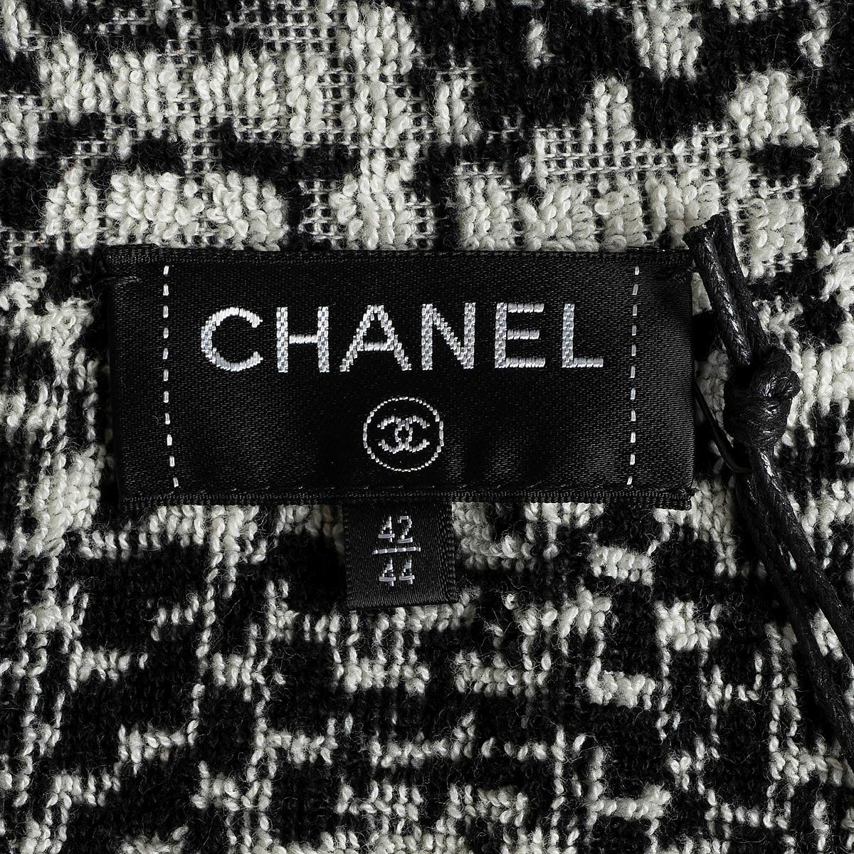 CHANEL black & beige cotton 2016 16A ROME SHORT SLEEVE TWEED Jacket 42/44 L 2
