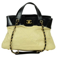 Chanel Black/Beige Quilted Leather In-the-Mix Tote Bag w/ Straps