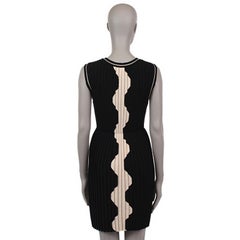 CHANEL black & beige wool PLEATED Sleeveless Dress 36