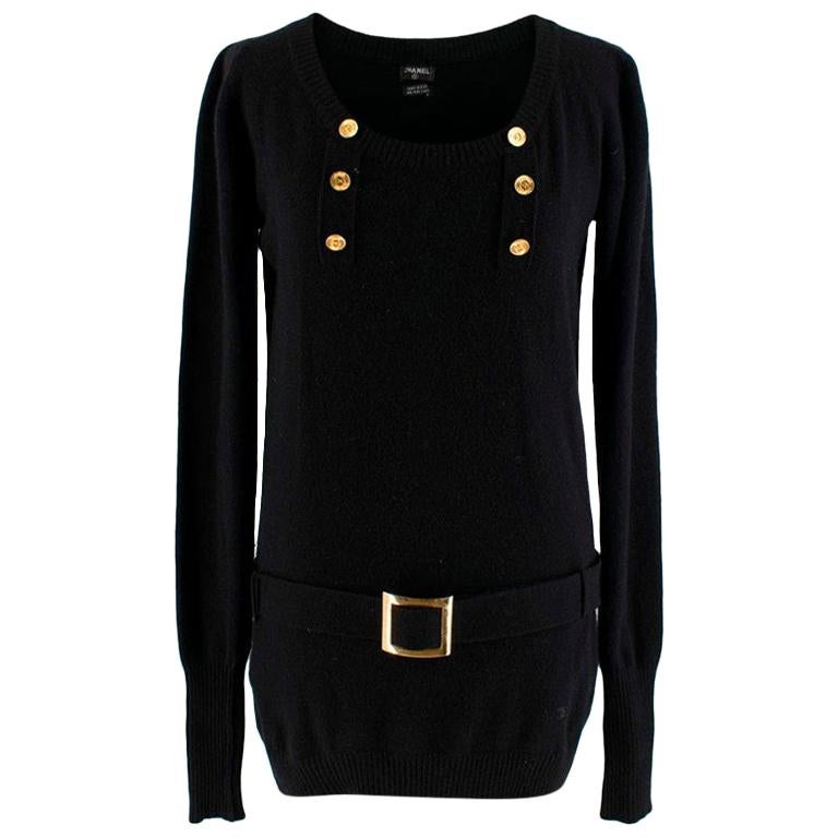 Chanel black belted cashmere Jumper - Size XS For Sale