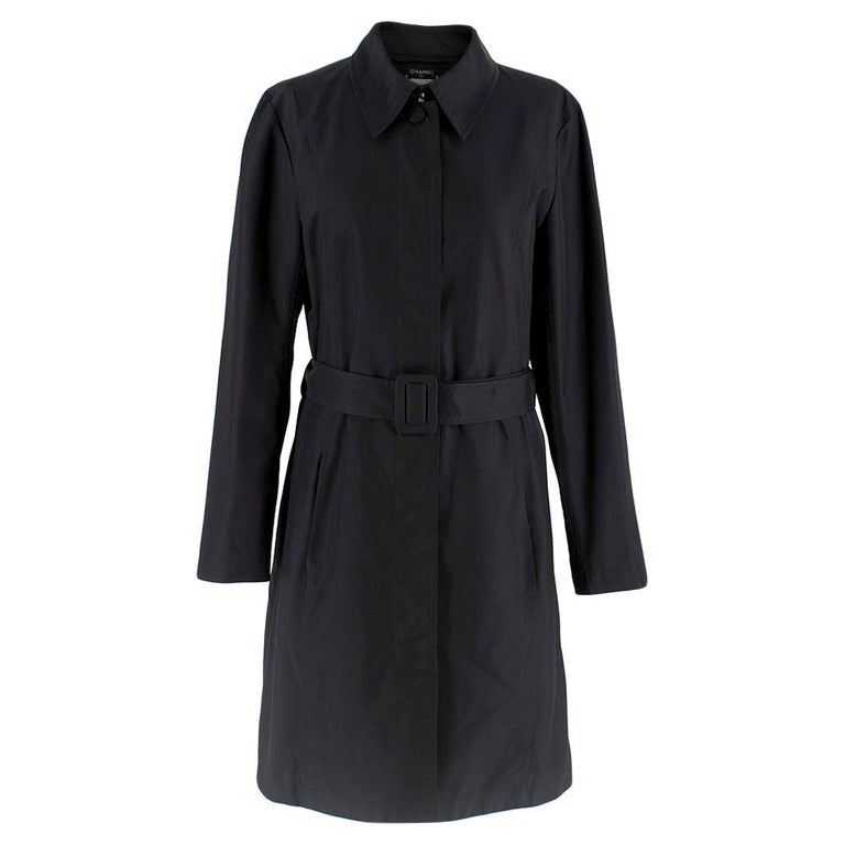 Chanel Black Belted Lightweight Trench Coat For Sale at 1stdibs