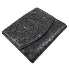 Chanel Black Big CC Monogram Bifold Caviar Leather Wallet