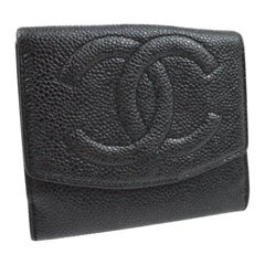 Chanel Black Big CC Monogram Bifold Caviar Leather Wallet