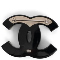 CHANEL black & blue 16S CC BAGUETTE CRYSTAL Brooch