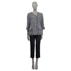 CHANEL black & blue 2014 DOUBLE BREASTED TWEED Jacket 38 S 14P