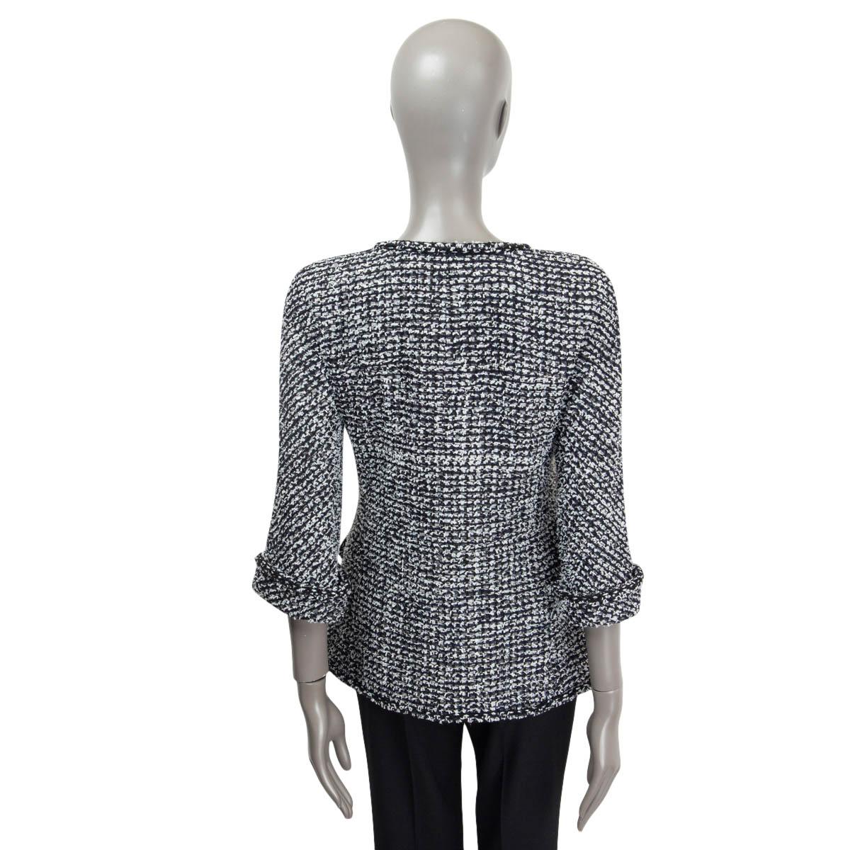 Women's CHANEL black & blue 2014 DOUBLE BREASTED TWEED Jacket 38 S 14P For Sale