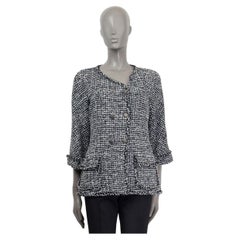 CHANEL black & blue 2014 DOUBLE BREASTED TWEED Jacket 38 S 14P