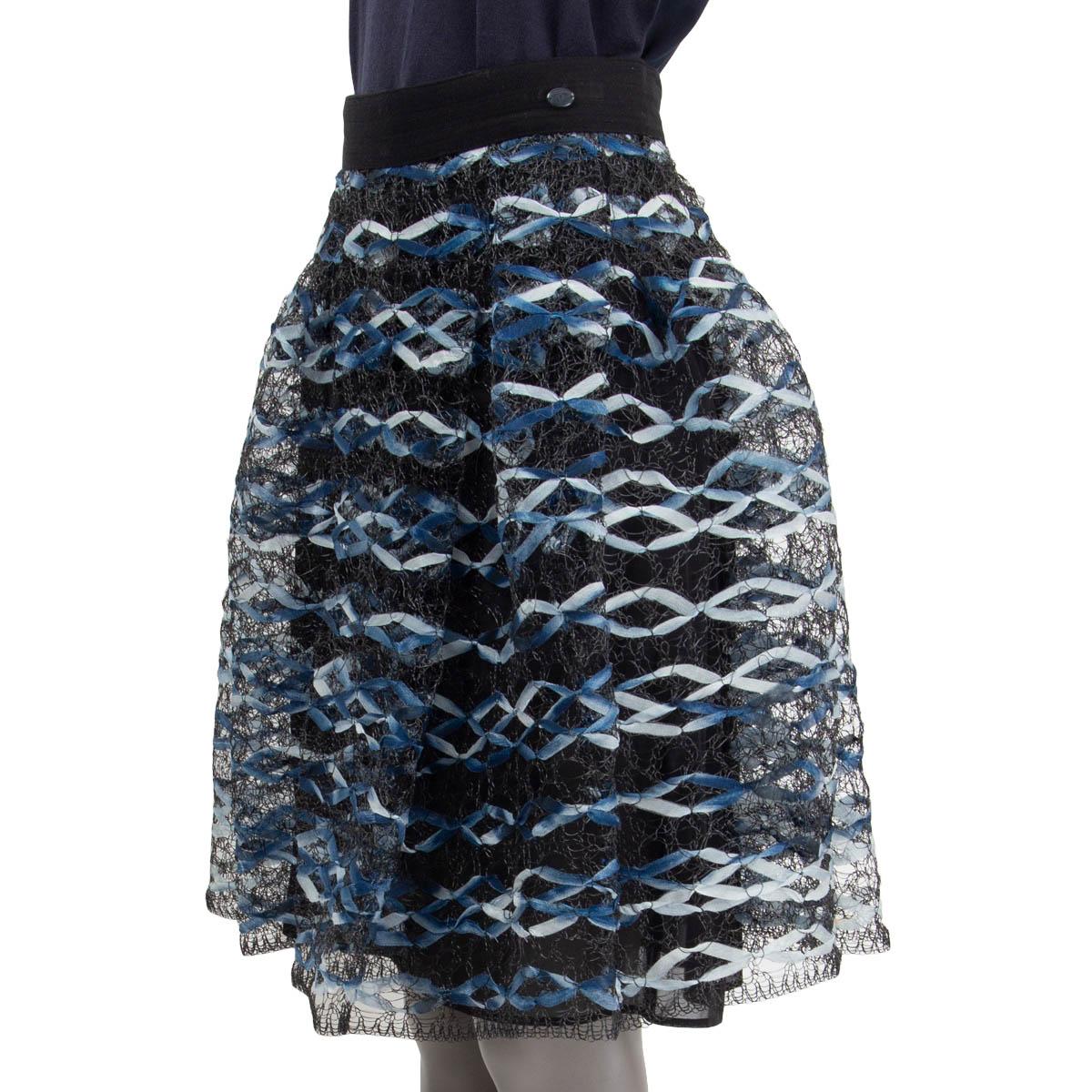 Black CHANEL black & blue 2018 18S FISHNET PLEATED Skirt 38 S For Sale