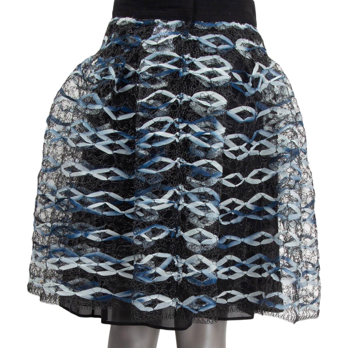 Women's CHANEL black & blue 2018 18S FISHNET PLEATED Skirt 38 S For Sale