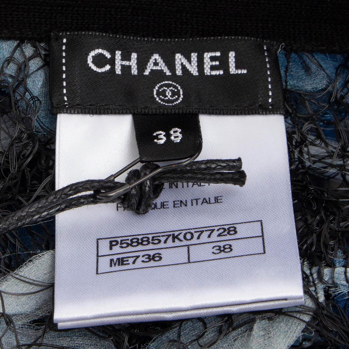 CHANEL black & blue 2018 18S FISHNET PLEATED Skirt 38 S For Sale 4