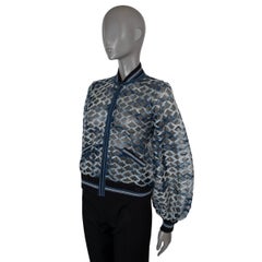 CHANEL black & blue 2018 18S RIBBON DETAILED SHEER Bomber Jacket 36 XS