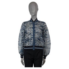 Chanel noir et bleu 2018 18S RIBBON DETAILED SHEER Bomber Jacket 36 XS