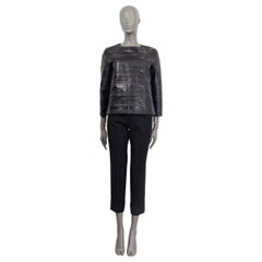 CHANEL black & blue 2018 METIER'S HAMBURG STRIPED LEATHER Jacket 38 S