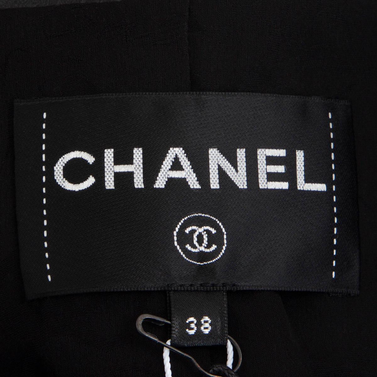 CHANEL black & blue 2018 METIER'S HAMBURG STRIPED LEATHER Jacket 38 S For Sale 1