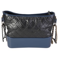 Chanel Schwarz & Blau Gestepptes gealtertes Kalbsleder Große Gabrielle Hobo