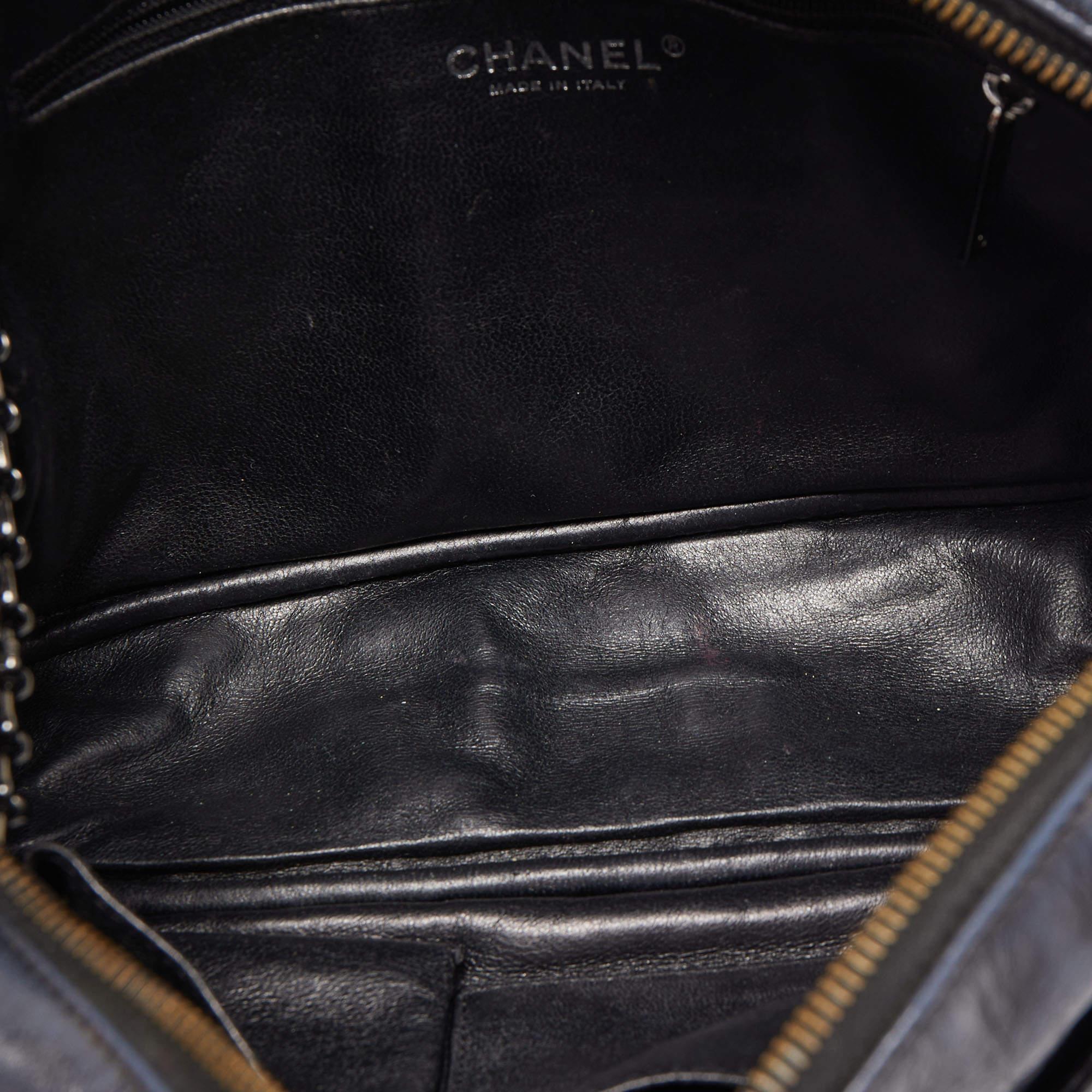 Chanel Black/Blue Quilted Iridescent Leather Mademoiselle Camera Shoulder Bag 7