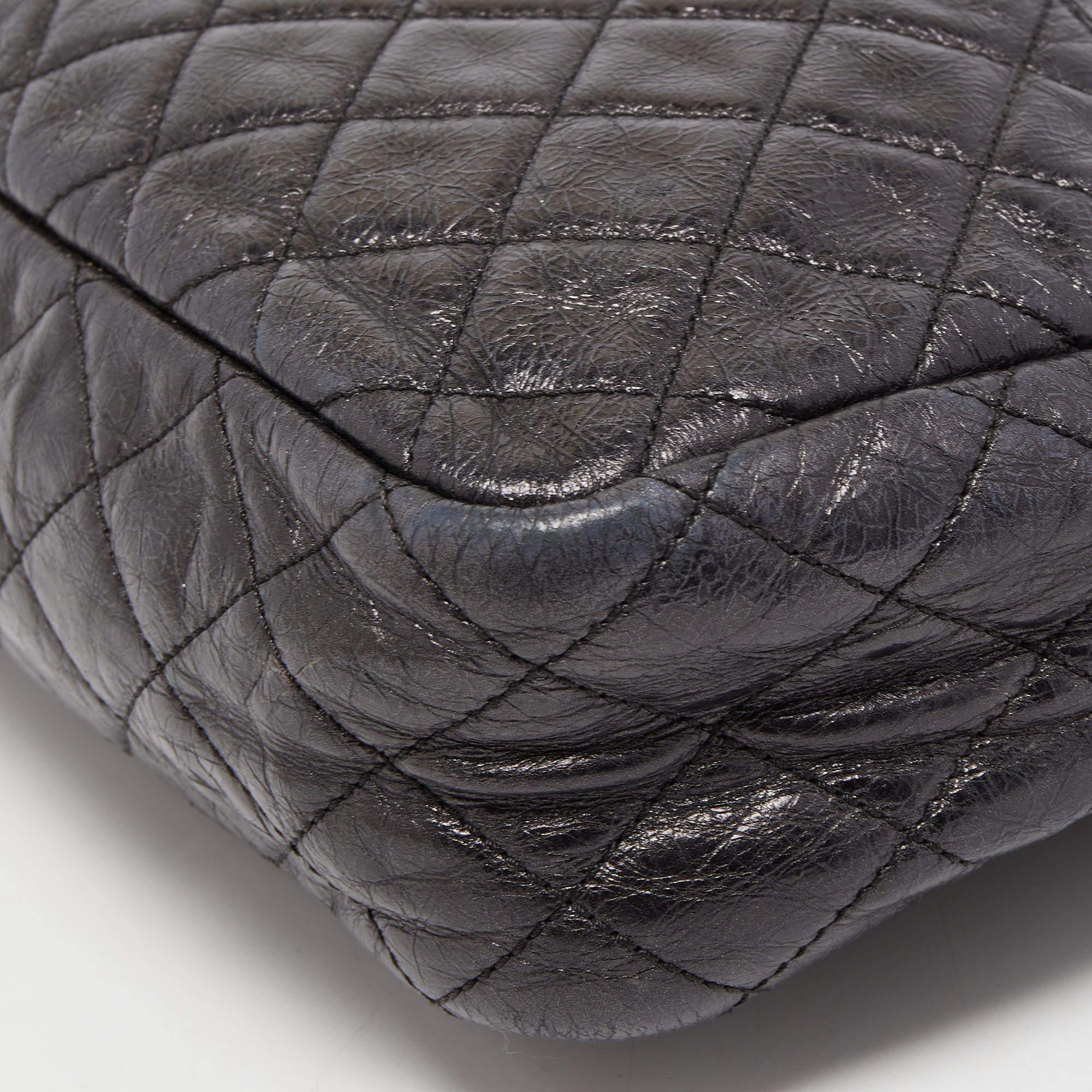 Chanel Black/Blue Quilted Iridescent Leather Mademoiselle Camera Shoulder Bag 4