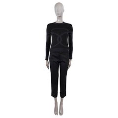 CHANEL black & blue silk 2019 19B CC RIB KNIT Sweater 36 XS