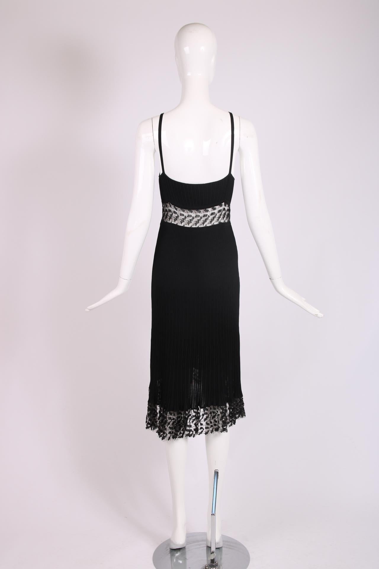 Women's Chanel 2006C Black Bodycon Dress w/Lace Cutouts & Trim For Sale