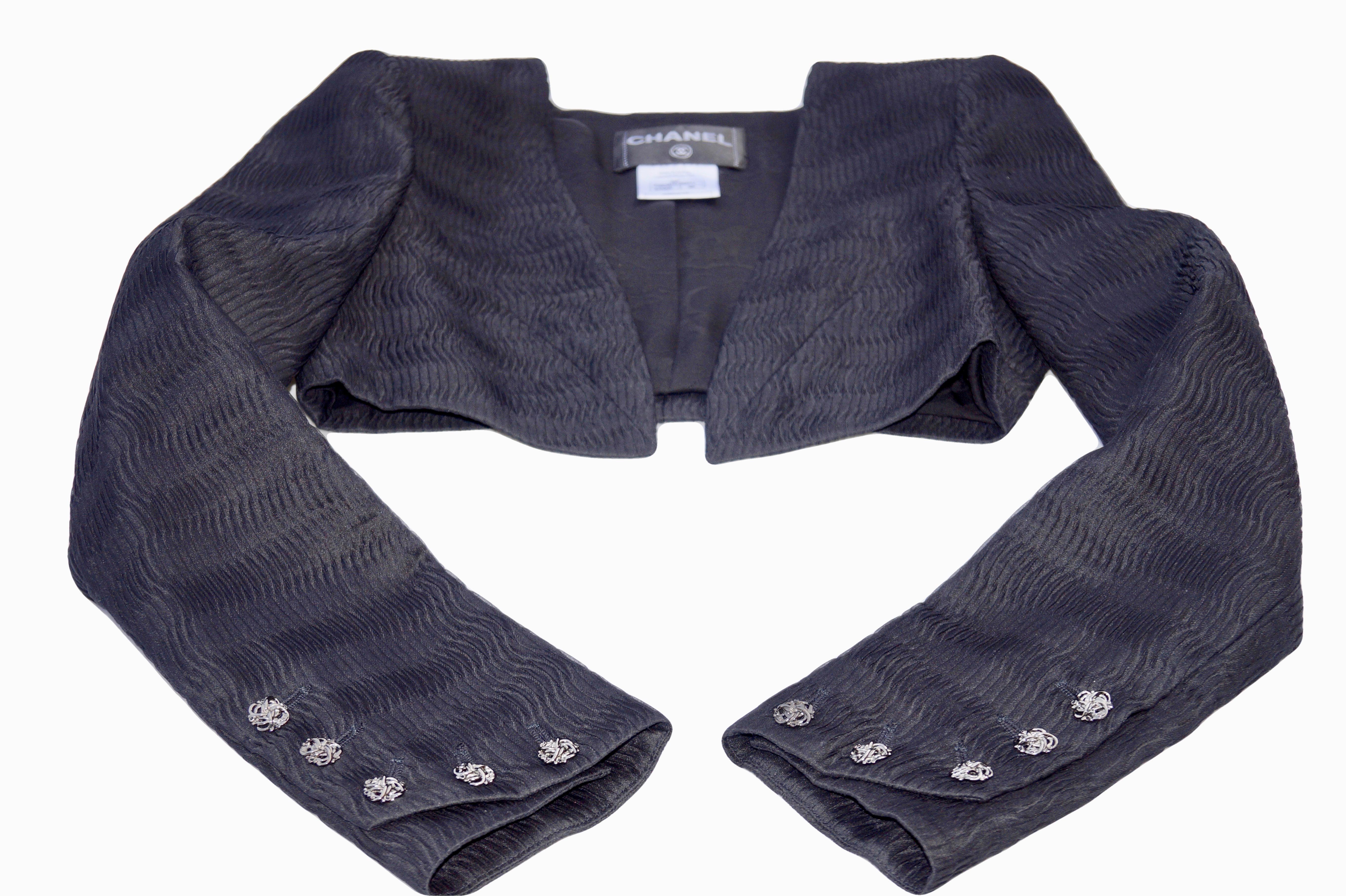 CHANEL  black bolero jacket FR 36 Spring 2009  09P For Sale 10