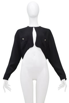 Chanel Black Bolero Jacket With Crystal Flower Buttons