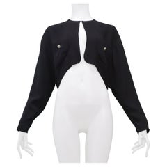 Chanel Black Bolero Jacket With Crystal Flower Buttons