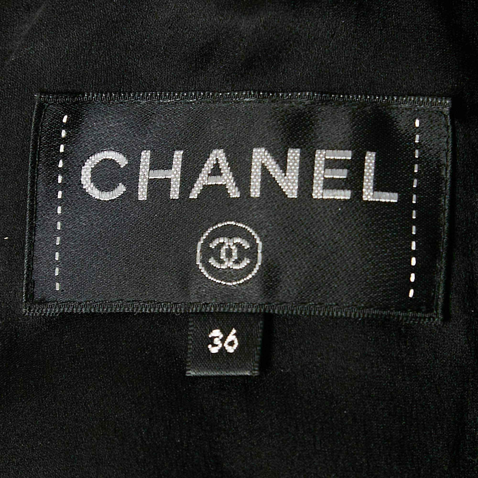 Women's Chanel Black Boucle Chain Detail Mini Dress S