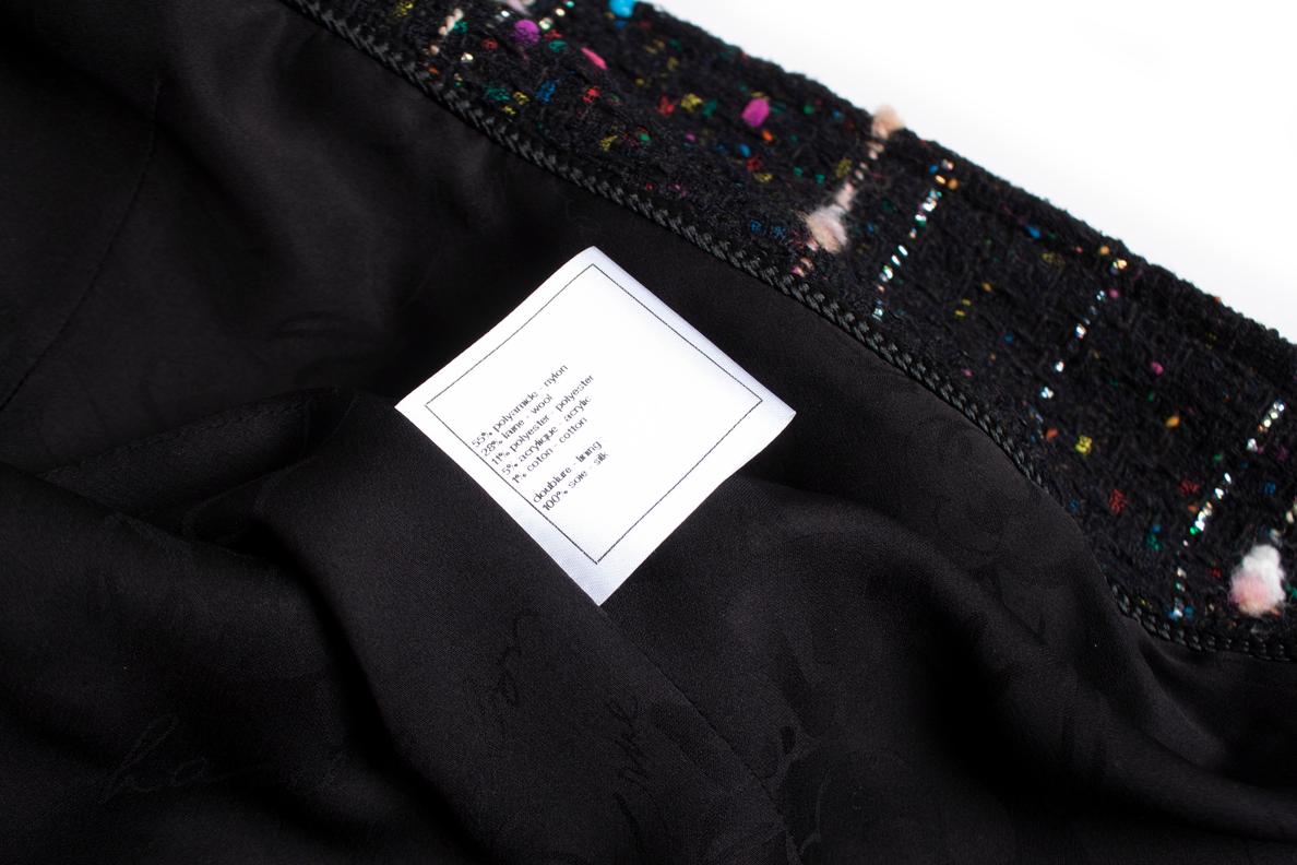 Chanel, black boucle coat with multi-colored weave 4