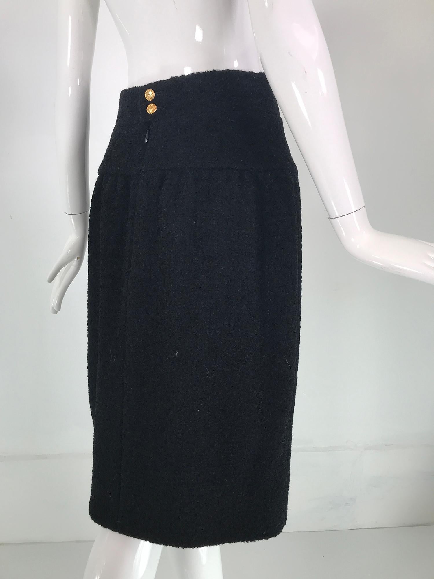 Chanel Black Boucle Hip Yoke Skirt For Sale at 1stDibs black boucle