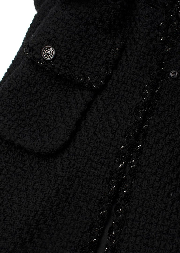 Chanel Black Boucle Tweed Fantasy Trim 4 Pocket Long Coat For Sale at ...