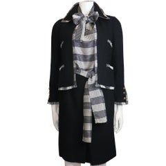 Chanel Black Boucle w/ Stripes and Gold Accents Skirt Suit (5PC) Circa 1990s