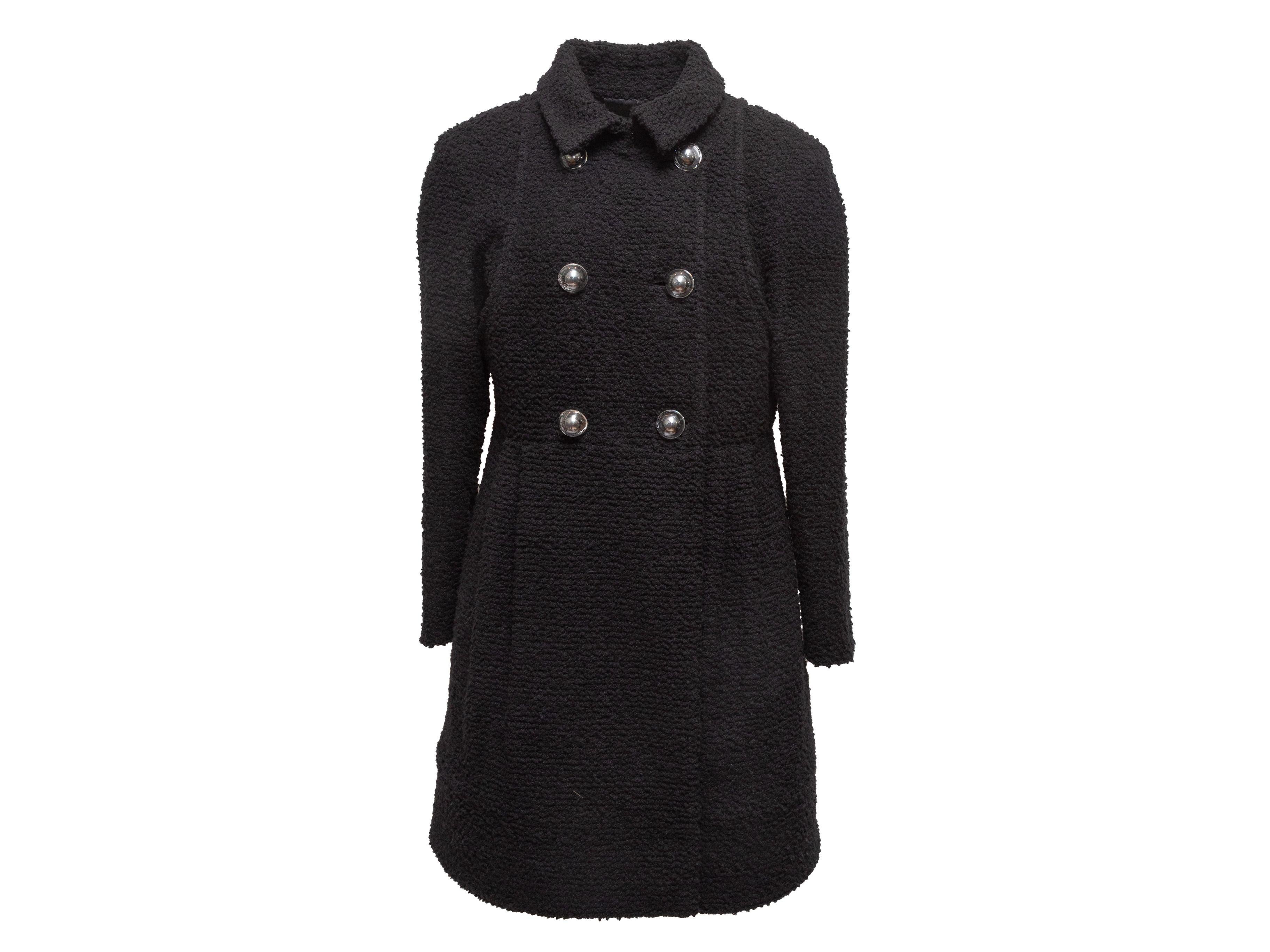 Chanel Black Boucle Wool Double-Breasted Coat 1