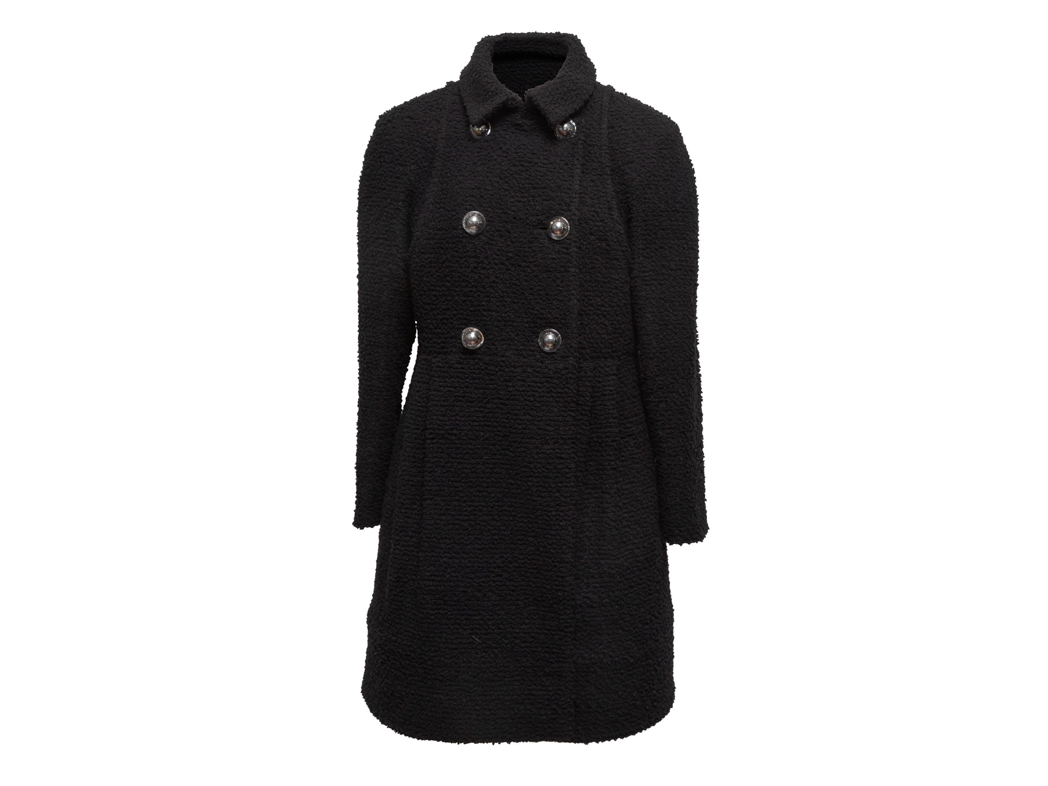 Chanel Black Boucle Wool Double-Breasted Coat 2