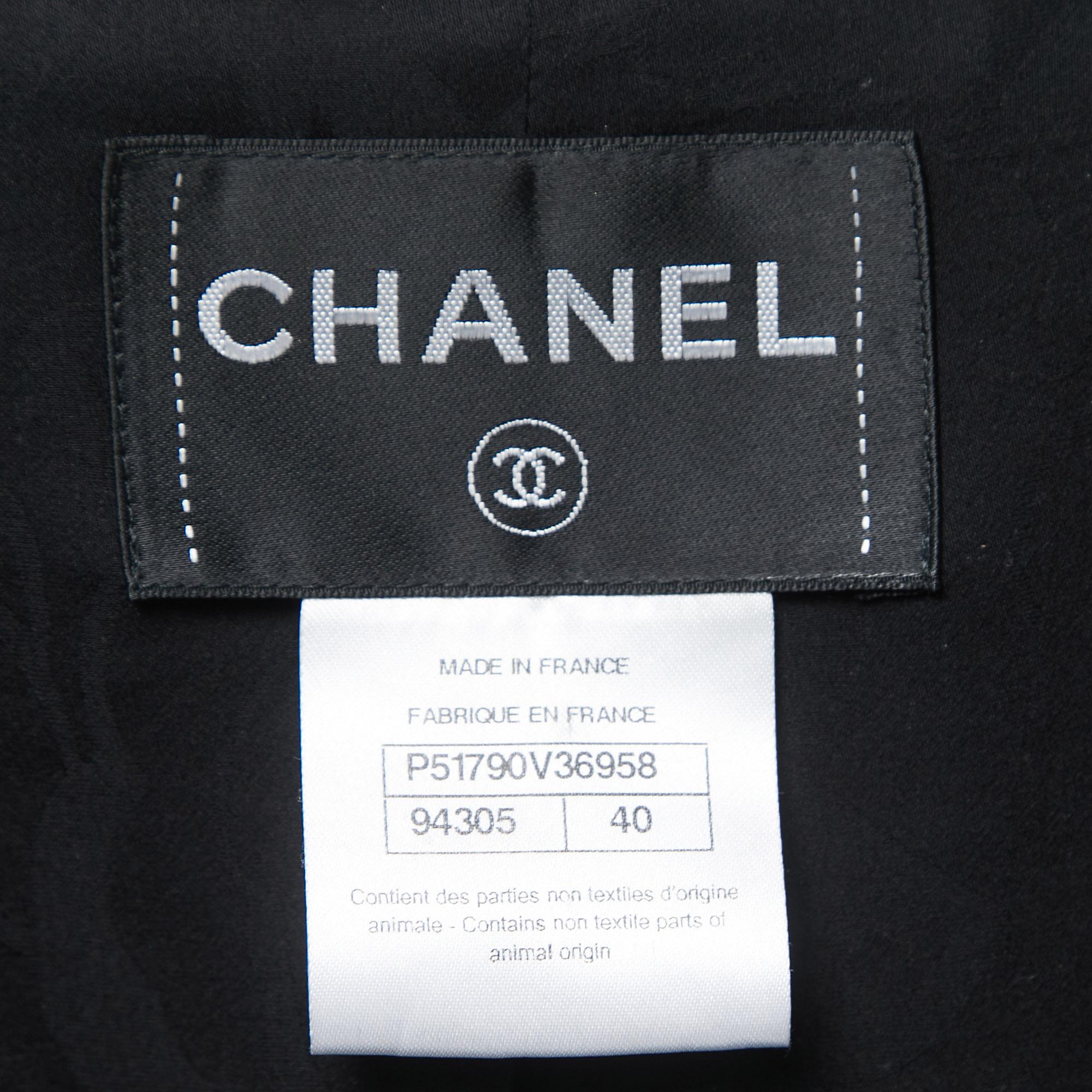 Women's Chanel Black Boucle Wool Leather Trimmed Salzburg Skirt Suit 