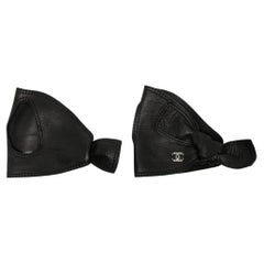 Chanel Black Bow Fingerless Gloves