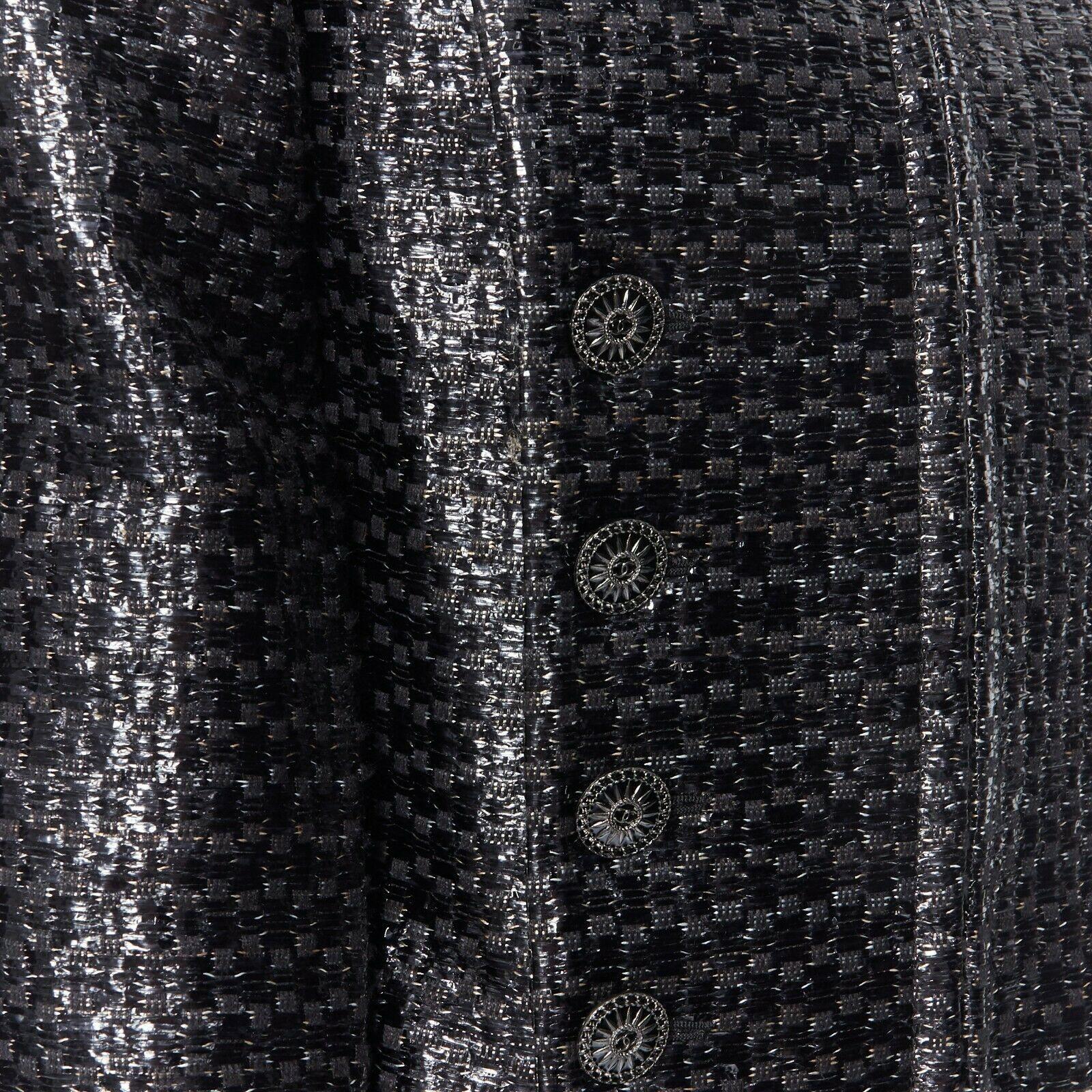 CHANEL black boxy 1/2 sleeves epaulettes crop acrylic mixed tweed jacket FR38 M 4