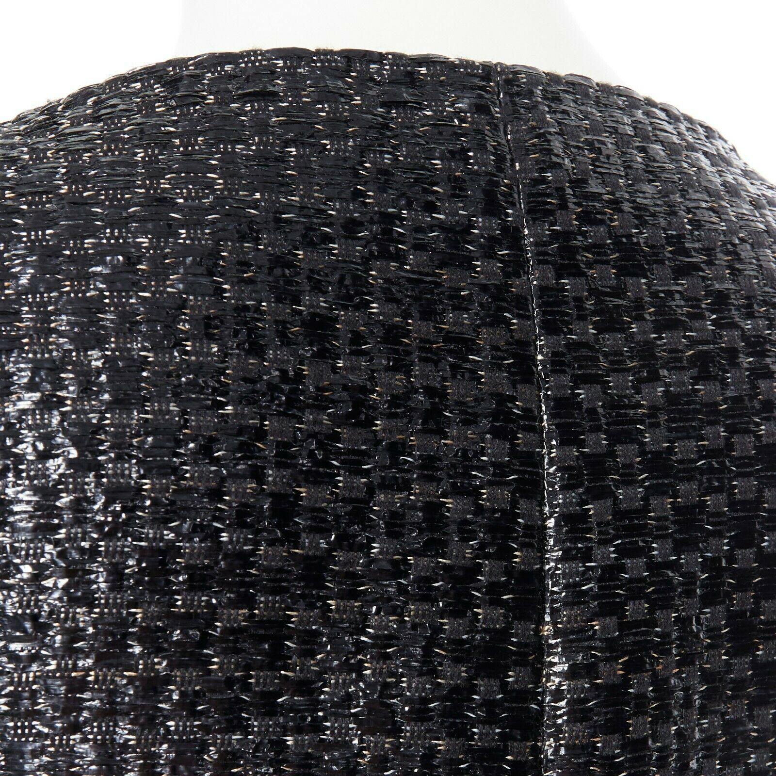 CHANEL black boxy 1/2 sleeves epaulettes crop acrylic mixed tweed jacket FR38 M 5