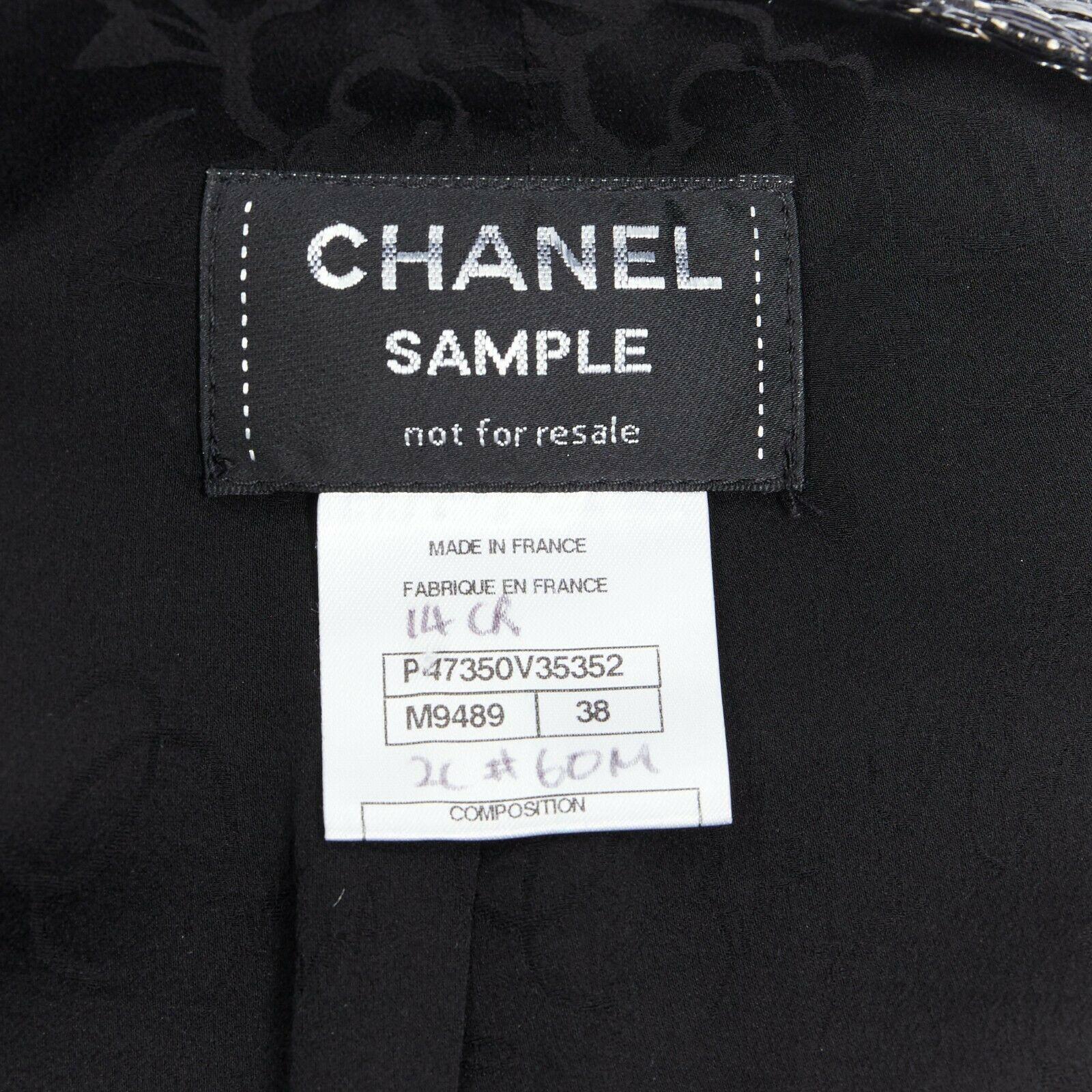 CHANEL black boxy 1/2 sleeves epaulettes crop acrylic mixed tweed jacket FR38 M 6