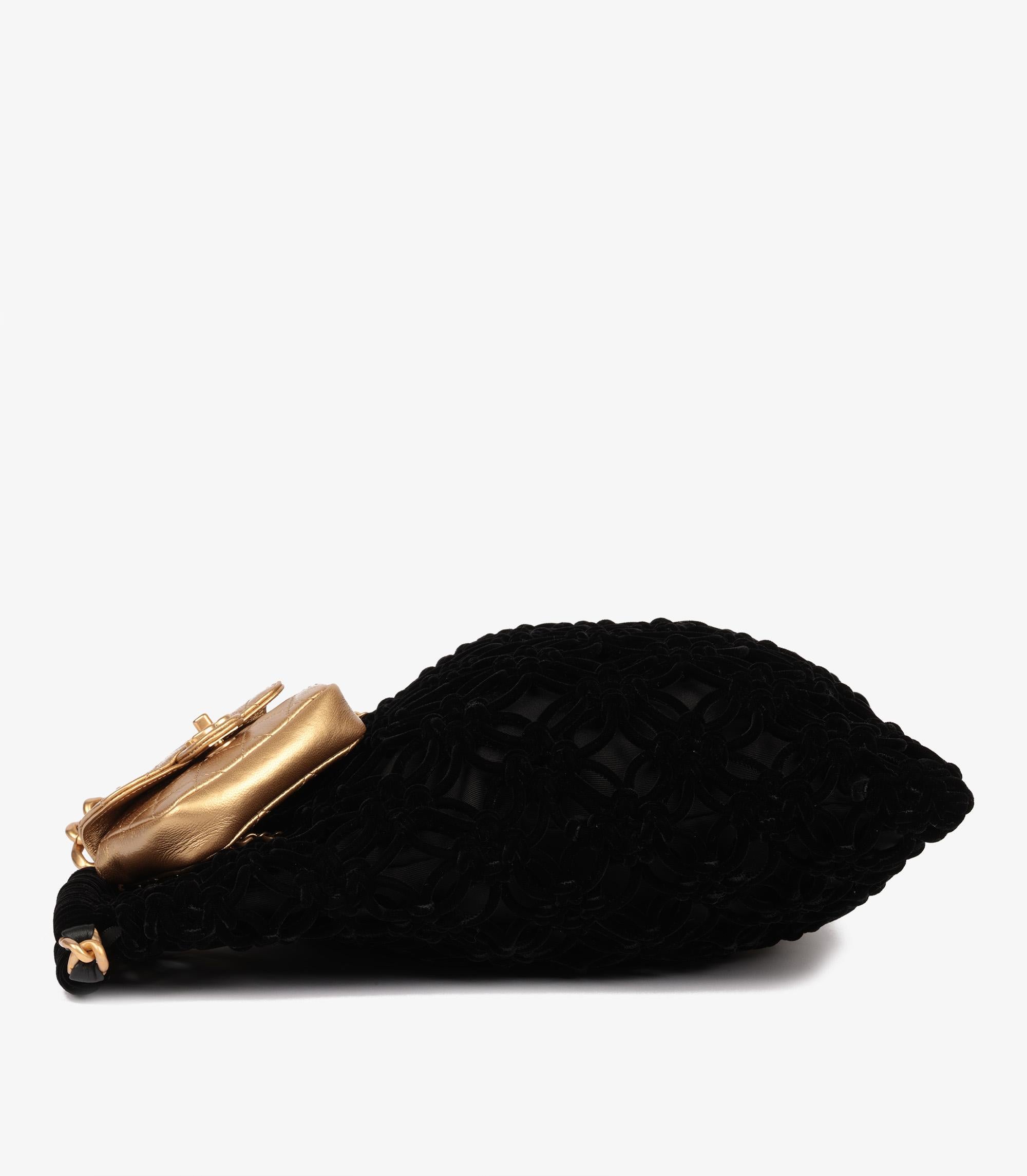 Women's Chanel Black Braided Velvet & Gold Metallic Lambskin Shopping Tote For Sale
